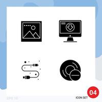 Solid Glyph Pack of Universal Symbols of image electronic addition download wire Editable Vector Design Elements