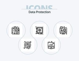 Data Protection Line Icon Pack 5 Icon Design. . protection. id. file. privacy vector