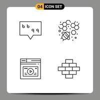 4 User Interface Line Pack of modern Signs and Symbols of bubble website bee internet bricks Editable Vector Design Elements