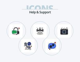 Help And Support Line Filled Icon Pack 5 Icon Design. help. tablet. consultant. gear. app vector