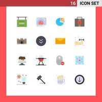 16 concepto de color plano para sitios web móviles y aplicaciones maletín de defensa diagrama de negocios de Internet paquete editable de elementos de diseño de vectores creativos