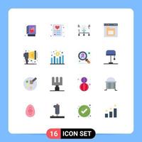 Modern Set of 16 Flat Colors and symbols such as announce folder employee file browser Editable Pack of Creative Vector Design Elements