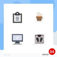 Modern Set of 4 Flat Icons and symbols such as checklist device tea indian pc Editable Vector Design Elements