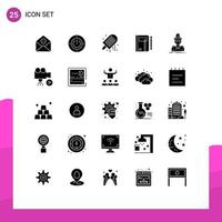 Pack of 25 Modern Solid Glyphs Signs and Symbols for Web Print Media such as pad note computing business summer Editable Vector Design Elements