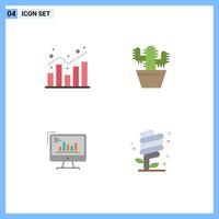 Pack of 4 creative Flat Icons of analytics chart shopping nature business Editable Vector Design Elements