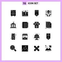 Set of 16 Vector Solid Glyphs on Grid for business idea home soldier military Editable Vector Design Elements