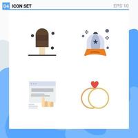 4 Thematic Vector Flat Icons and Editable Symbols of cream web cap click marriage Editable Vector Design Elements