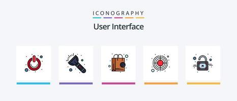 la línea de la interfaz de usuario llenó el paquete de 5 íconos que incluye . portafolio. Temporizador. caso. Wifi. diseño de iconos creativos vector