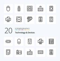 20 Devices Line icon Pack like math calculate mouse shredder device vector