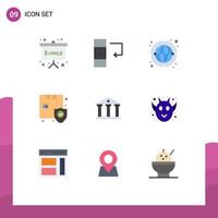 9 signos universales de color plano símbolos de dinero banco internet seguridad compras elementos de diseño vectorial editables vector