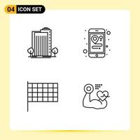 Line Pack of 4 Universal Symbols of building mark city maps growth Editable Vector Design Elements