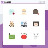 Pack of 9 Modern Flat Colors Signs and Symbols for Web Print Media such as computer happy add baby chicken Editable Vector Design Elements