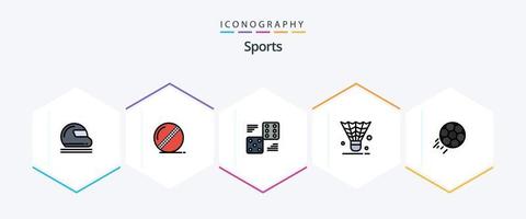 Sports 25 FilledLine icon pack including shuttlecock. cock. sport. badminton. six vector