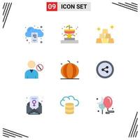 Set of 9 Modern UI Icons Symbols Signs for halloween user finance people human Editable Vector Design Elements