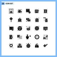 Pictogram Set of 25 Simple Solid Glyphs of book hobby box hobbies logistic Editable Vector Design Elements