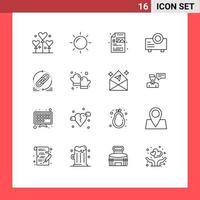 Stock Vector Icon Pack of 16 Line Signs and Symbols for website hyperlink process link presentation Editable Vector Design Elements