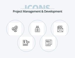 Project Management And Development Line Icon Pack 5 Icon Design. goal. target. web. success. bulb vector