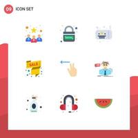 Universal Icon Symbols Group of 9 Modern Flat Colors of offer sale label security sale party Editable Vector Design Elements