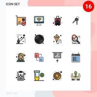 conjunto de 16 iconos modernos de la interfaz de usuario signos de símbolos para la bolsa de viaje de la puerta de la señal de la casa del usuario elementos de diseño de vectores creativos editables