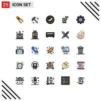 Pictogram Set of 25 Simple Filled line Flat Colors of gavel auction steak action medical Editable Vector Design Elements