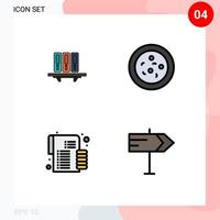 4 Creative Icons Modern Signs and Symbols of files budget database storage investment Editable Vector Design Elements