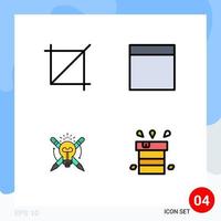 conjunto de 4 iconos de interfaz de usuario modernos signos de símbolos para elementos de diseño vectorial editables resistentes a la luz de estructura alámbrica seca de cultivo vector