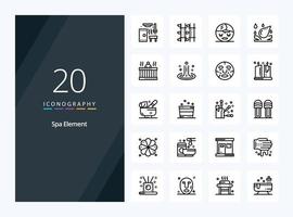 20 Spa Element Outline icon for presentation vector