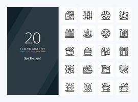 20 Spa Element Outline icon for presentation vector