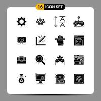 Pictogram Set of 16 Simple Solid Glyphs of loud audio leading music gamepad Editable Vector Design Elements