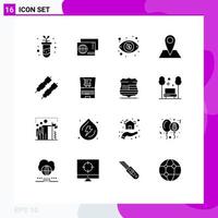 User Interface Pack of 16 Basic Solid Glyphs of grill barbeque dollar pin location Editable Vector Design Elements