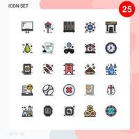 Universal Icon Symbols Group of 25 Modern Filled line Flat Colors of activities gear archive configuration file Editable Vector Design Elements