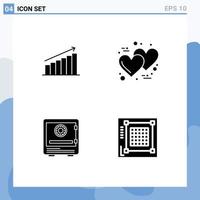 Universal Icon Symbols Group of Modern Solid Glyphs of analysis romantic business statistics safe Editable Vector Design Elements