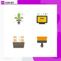 Mobile Interface Flat Icon Set of 4 Pictograms of game beauty mardi gras taxi spa Editable Vector Design Elements