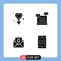 Editable Vector Line Pack of 4 Simple Solid Glyphs of female donation wedding robot islam Editable Vector Design Elements