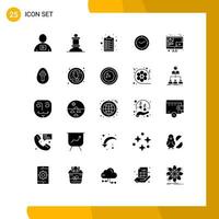 Editable Vector Line Pack of 25 Simple Solid Glyphs of content blog check list clock time Editable Vector Design Elements