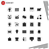 25 Thematic Vector Solid Glyphs and Editable Symbols of summer conditioner radiator air down arrow Editable Vector Design Elements