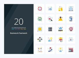 20 Business And Teamwork Flat Color icon for presentation vector