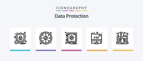 paquete de iconos de la línea 5 de protección de datos que incluye . entorno. gdpr. seguridad. seguridad. diseño de iconos creativos vector