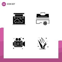Stock Vector Icon Pack of 4 Line Signs and Symbols for frame camera guide set video Editable Vector Design Elements