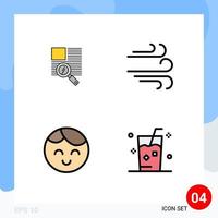 Pictogram Set of 4 Simple Filledline Flat Colors of line child reading wind fresh Editable Vector Design Elements