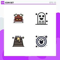 User Interface Pack of 4 Basic Filledline Flat Colors of bed canada wedding festival wedding Editable Vector Design Elements