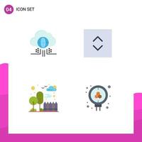 Modern Set of 4 Flat Icons and symbols such as internet cityscape technology square atom Editable Vector Design Elements