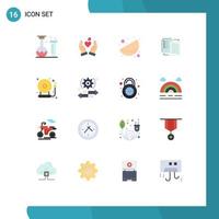 Pack of 16 Modern Flat Colors Signs and Symbols for Web Print Media such as school wlan wedding transfer file Editable Pack of Creative Vector Design Elements