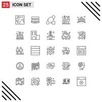 Pictogram Set of 25 Simple Lines of fashion wine office party celebration Editable Vector Design Elements