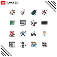 16 User Interface Flat Color Filled Line Pack of modern Signs and Symbols of sketch notebook up cash arrows money Editable Creative Vector Design Elements