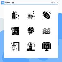 Modern Set of 9 Solid Glyphs and symbols such as construction medical football viruses ship Editable Vector Design Elements