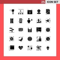 25 Universal Solid Glyph Signs Symbols of newspaper news calendar easter pin Editable Vector Design Elements