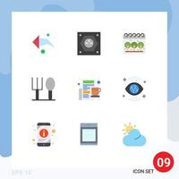 paquete de iconos de vector de stock de 9 signos y símbolos de línea para elementos de diseño de vector editables de tenedor de desayuno de tierra de taza de periódico