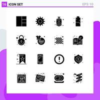 16 Creative Icons Modern Signs and Symbols of discount user battery lock power Editable Vector Design Elements