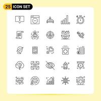 User Interface Pack of 25 Basic Lines of file direction furniture compass phone Editable Vector Design Elements